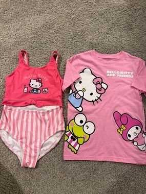 Hello kitty swimsuit and tshirt